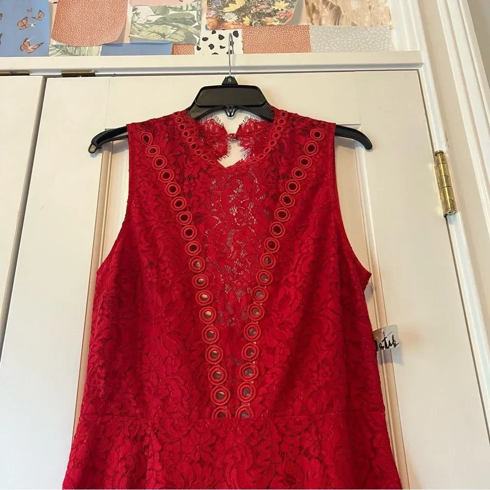 NWT Saylor x Free People Red Cherie Lace Mini Dress Size Large - Picture 2 of 10